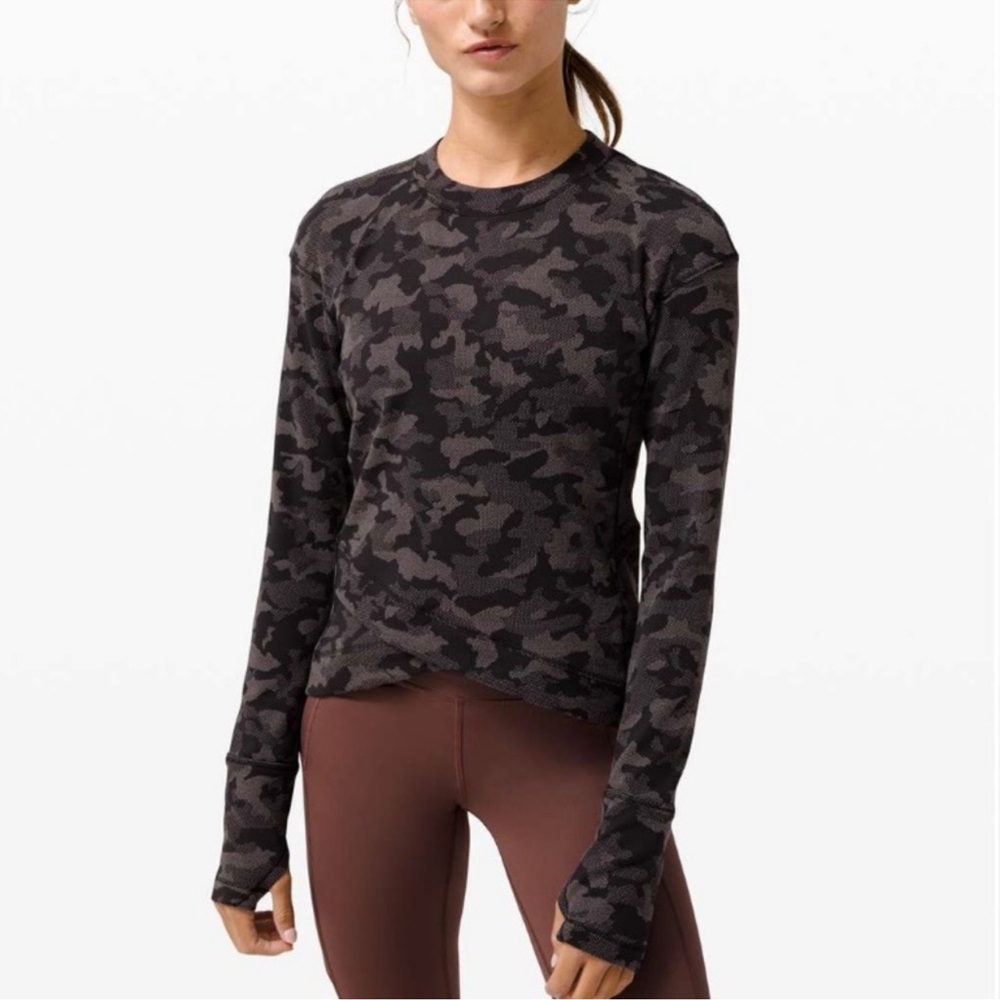 Lululemon Close to Crossing Ling Sleeve Camo Pullover Top